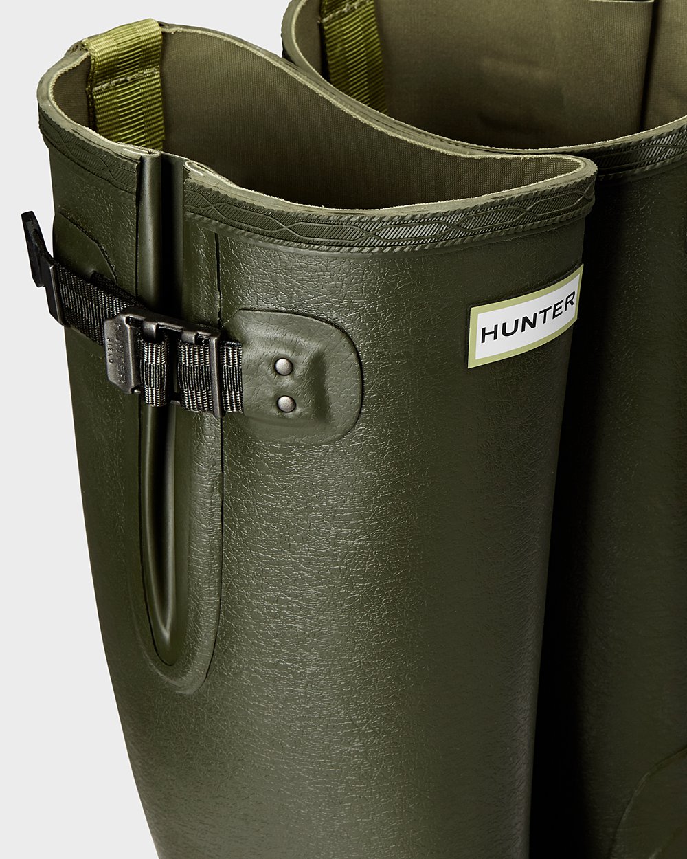 Mens Tall Rain Boots - Hunter Balmoral Side Adjustable (68HVLNCIM) - Dark Olive